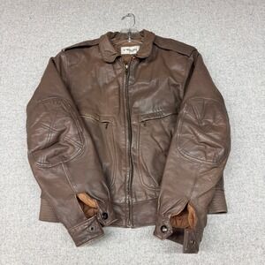 Rage Leather Bomber Jacket 38 Brown Quilted Elbow Patches Aviator Flight Coat
